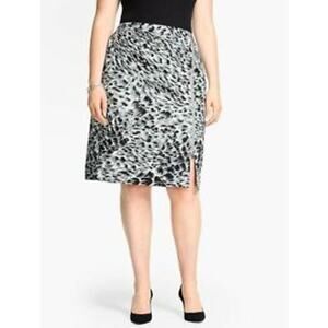 Talbots Gray Leopard Print Cotton Jacquard Pencil Skirt Front Zipper 22W